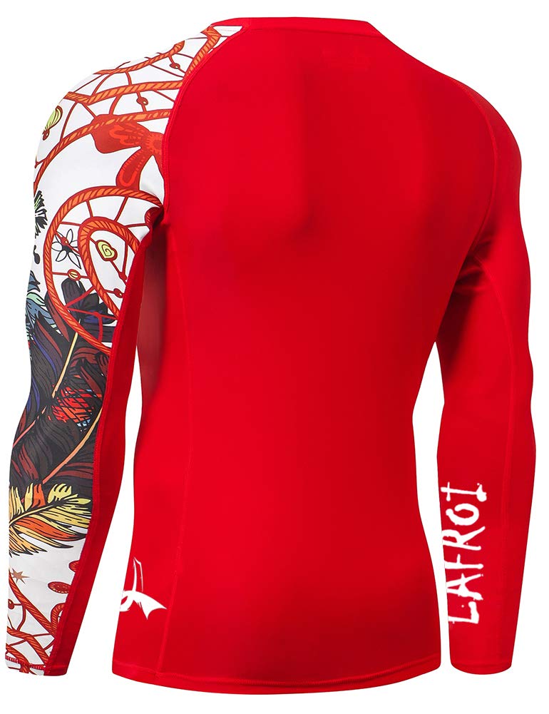 LAFROI Men's Long Sleeve UPF 50+ Baselayer Skins Performance Fit Compression Rash Guard-CLYYB Asym Red Fire Size LG - Image 4